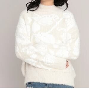 Desigual Womens Cream Floral Zurich Sweater Jumper NEW - US Size L / EU Size XL